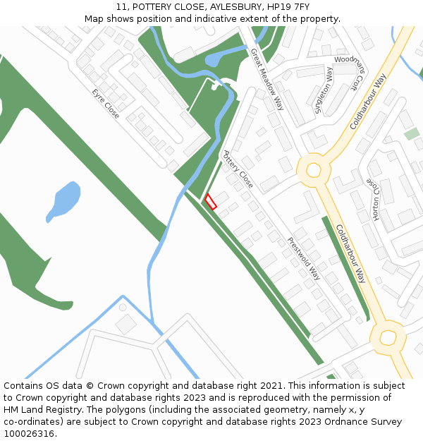 11, POTTERY CLOSE, AYLESBURY, HP19 7FY: Location map and indicative extent of plot