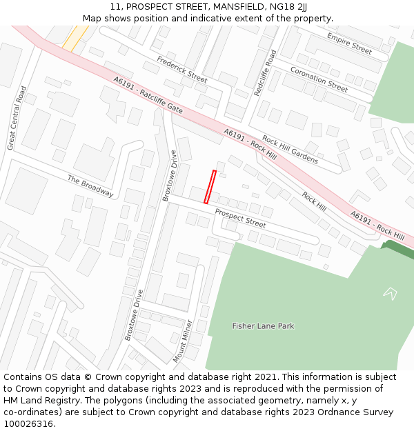 11, PROSPECT STREET, MANSFIELD, NG18 2JJ: Location map and indicative extent of plot