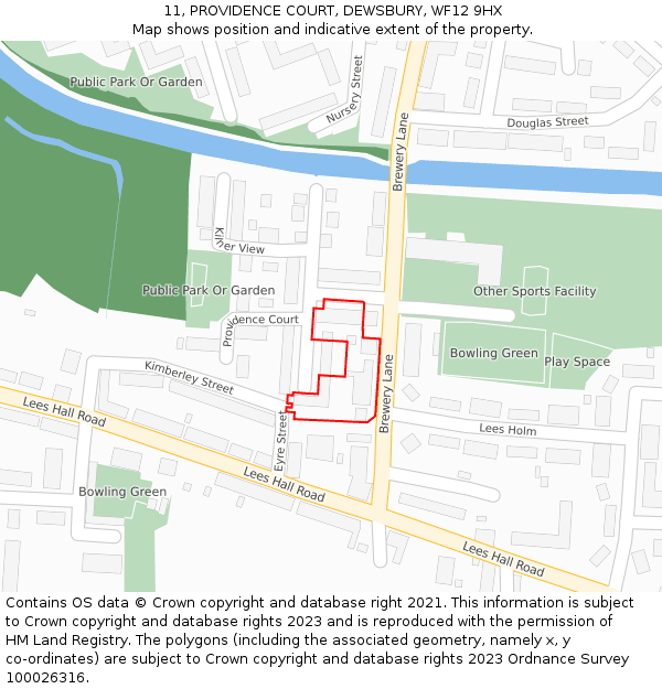 11, PROVIDENCE COURT, DEWSBURY, WF12 9HX: Location map and indicative extent of plot