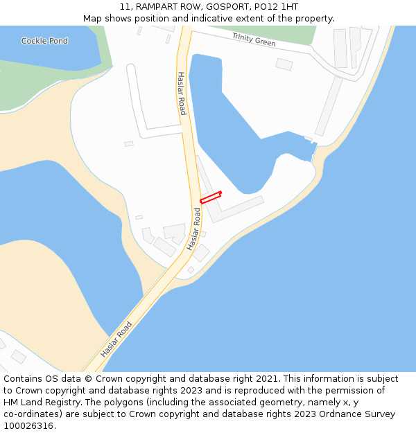 11, RAMPART ROW, GOSPORT, PO12 1HT: Location map and indicative extent of plot