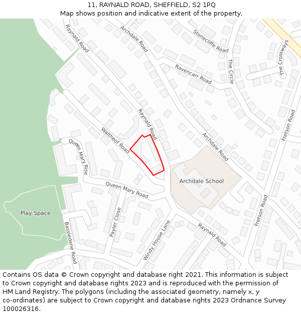 11, RAYNALD ROAD, SHEFFIELD, S2 1PQ: Location map and indicative extent of plot