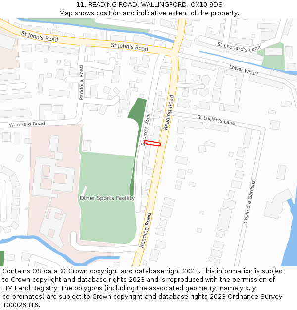 11, READING ROAD, WALLINGFORD, OX10 9DS: Location map and indicative extent of plot