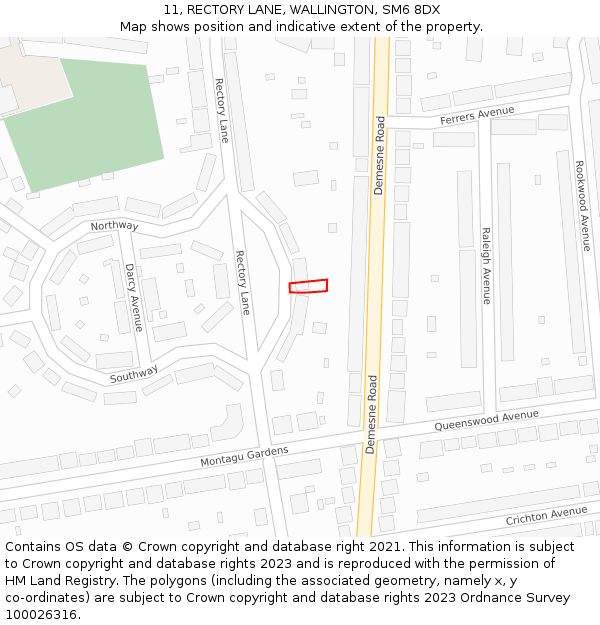 11, RECTORY LANE, WALLINGTON, SM6 8DX: Location map and indicative extent of plot