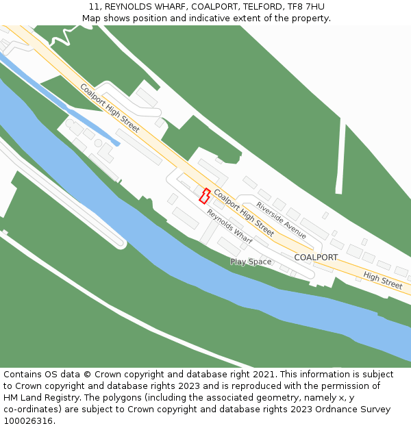 11, REYNOLDS WHARF, COALPORT, TELFORD, TF8 7HU: Location map and indicative extent of plot