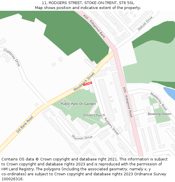 11, RODGERS STREET, STOKE-ON-TRENT, ST6 5SL: Location map and indicative extent of plot