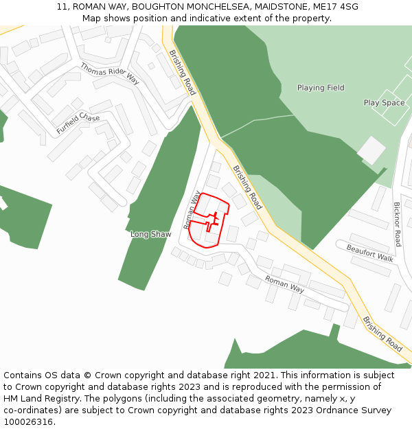 11, ROMAN WAY, BOUGHTON MONCHELSEA, MAIDSTONE, ME17 4SG: Location map and indicative extent of plot