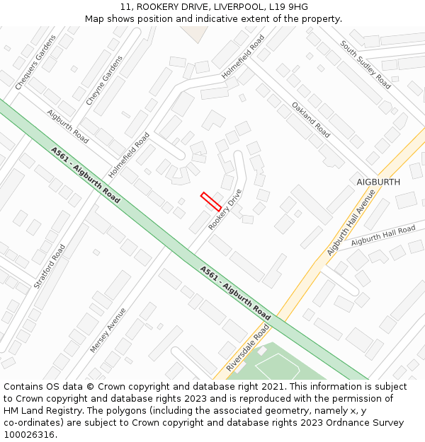 11, ROOKERY DRIVE, LIVERPOOL, L19 9HG: Location map and indicative extent of plot