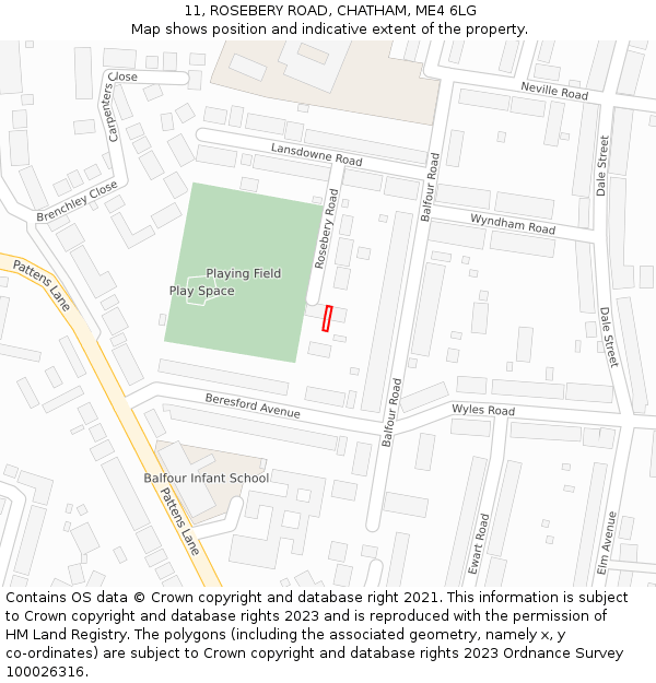 11, ROSEBERY ROAD, CHATHAM, ME4 6LG: Location map and indicative extent of plot