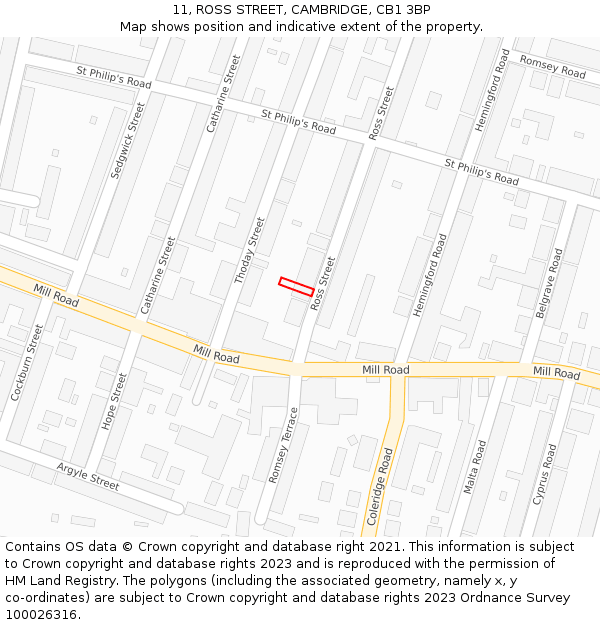 11, ROSS STREET, CAMBRIDGE, CB1 3BP: Location map and indicative extent of plot