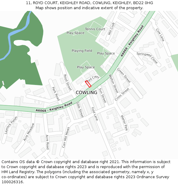 11, ROYD COURT, KEIGHLEY ROAD, COWLING, KEIGHLEY, BD22 0HG: Location map and indicative extent of plot