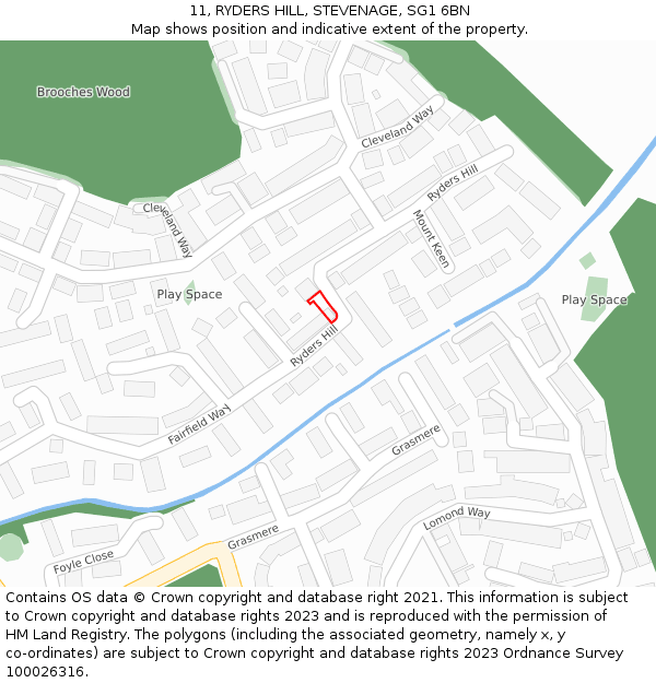 11, RYDERS HILL, STEVENAGE, SG1 6BN: Location map and indicative extent of plot