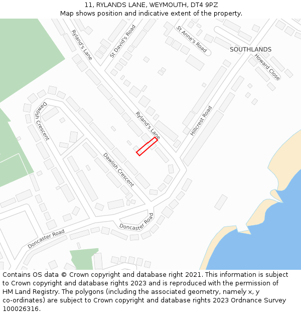11, RYLANDS LANE, WEYMOUTH, DT4 9PZ: Location map and indicative extent of plot