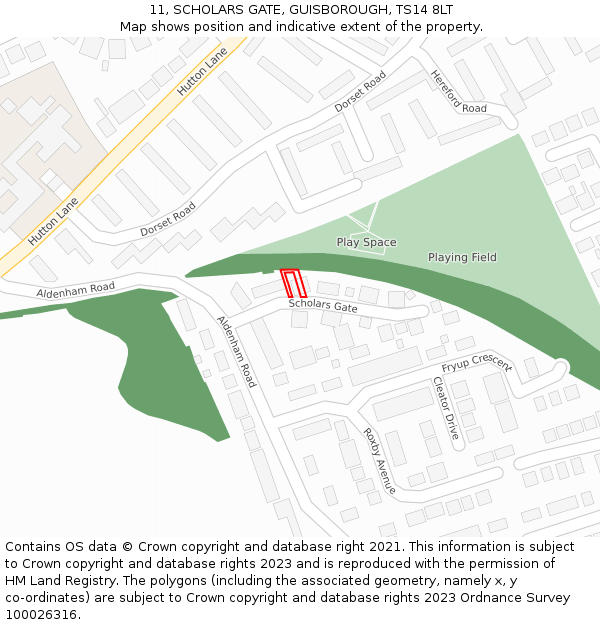 11, SCHOLARS GATE, GUISBOROUGH, TS14 8LT: Location map and indicative extent of plot
