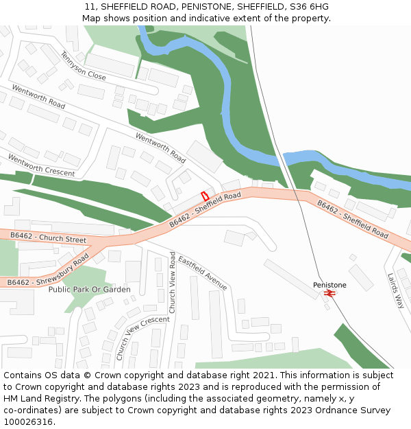 11, SHEFFIELD ROAD, PENISTONE, SHEFFIELD, S36 6HG: Location map and indicative extent of plot