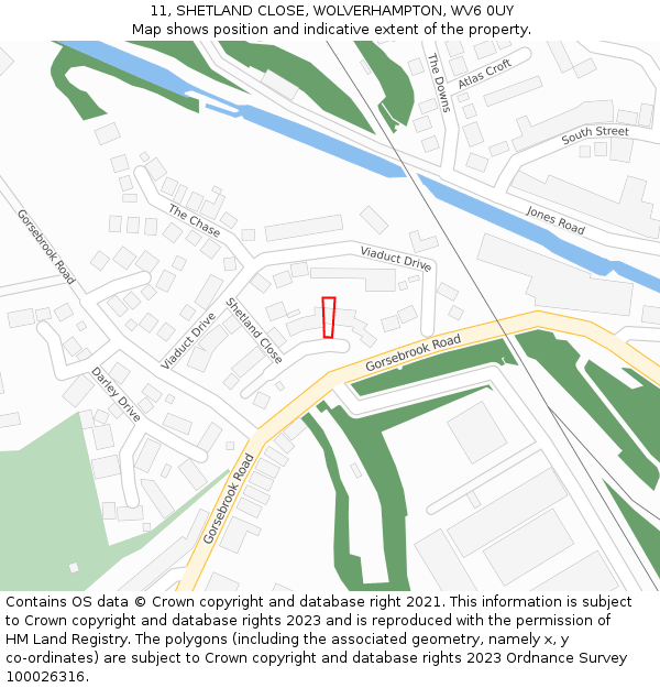 11, SHETLAND CLOSE, WOLVERHAMPTON, WV6 0UY: Location map and indicative extent of plot