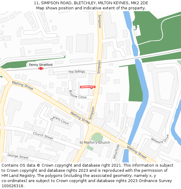 11, SIMPSON ROAD, BLETCHLEY, MILTON KEYNES, MK2 2DE: Location map and indicative extent of plot