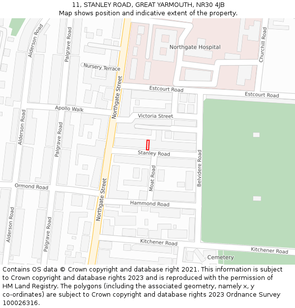 11, STANLEY ROAD, GREAT YARMOUTH, NR30 4JB: Location map and indicative extent of plot