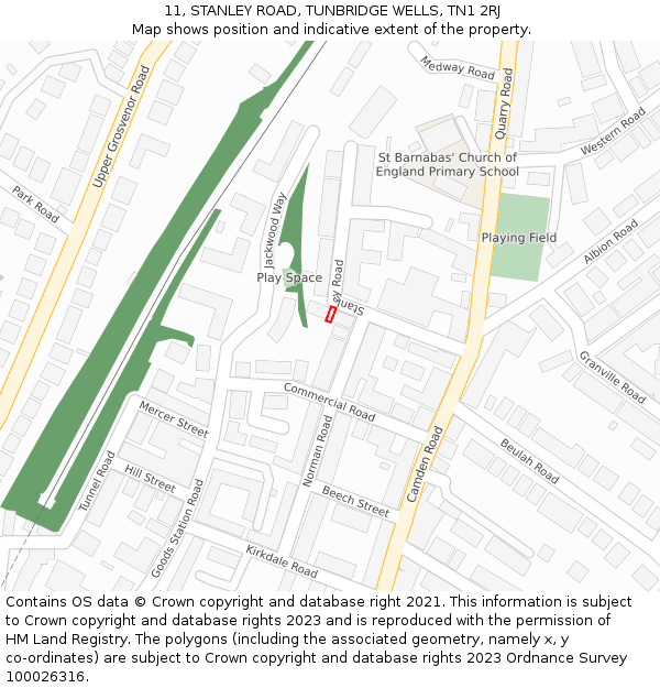 11, STANLEY ROAD, TUNBRIDGE WELLS, TN1 2RJ: Location map and indicative extent of plot
