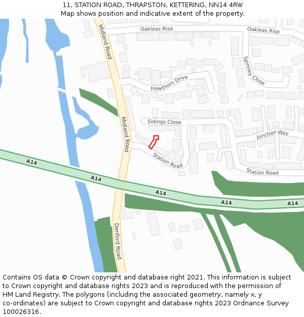 11, STATION ROAD, THRAPSTON, KETTERING, NN14 4RW: Location map and indicative extent of plot