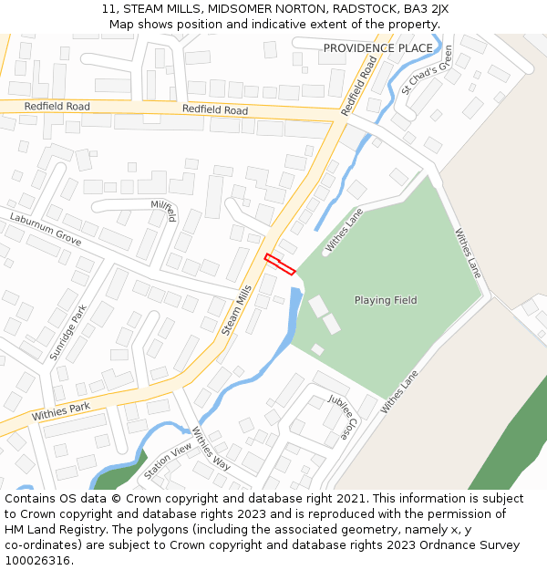 11, STEAM MILLS, MIDSOMER NORTON, RADSTOCK, BA3 2JX: Location map and indicative extent of plot