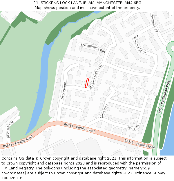 11, STICKENS LOCK LANE, IRLAM, MANCHESTER, M44 6RG: Location map and indicative extent of plot