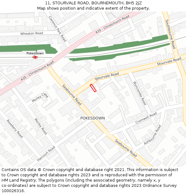 11, STOURVALE ROAD, BOURNEMOUTH, BH5 2JZ: Location map and indicative extent of plot