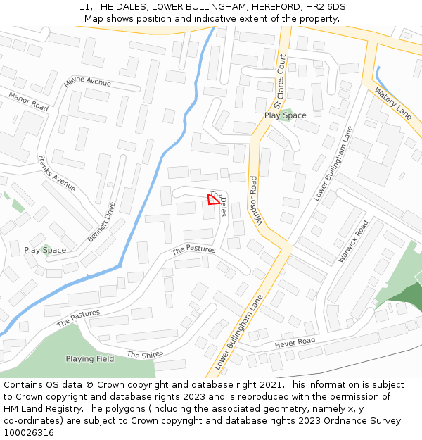 11, THE DALES, LOWER BULLINGHAM, HEREFORD, HR2 6DS: Location map and indicative extent of plot