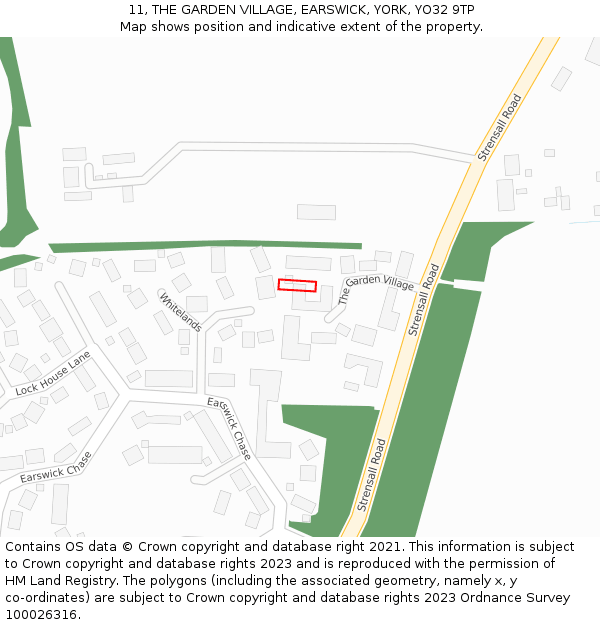 11, THE GARDEN VILLAGE, EARSWICK, YORK, YO32 9TP: Location map and indicative extent of plot