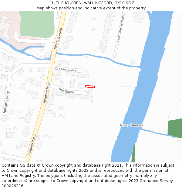 11, THE MURREN, WALLINGFORD, OX10 9DZ: Location map and indicative extent of plot