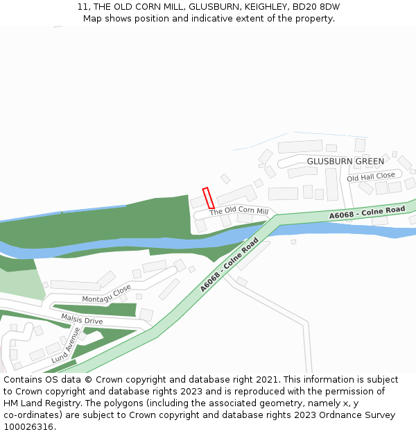 11, THE OLD CORN MILL, GLUSBURN, KEIGHLEY, BD20 8DW: Location map and indicative extent of plot