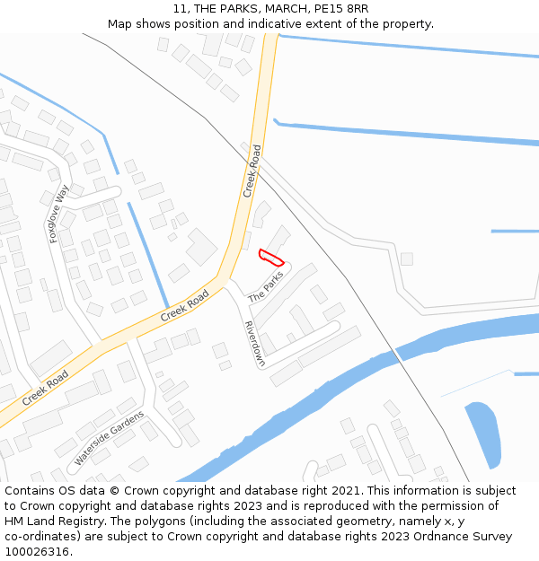 11, THE PARKS, MARCH, PE15 8RR: Location map and indicative extent of plot