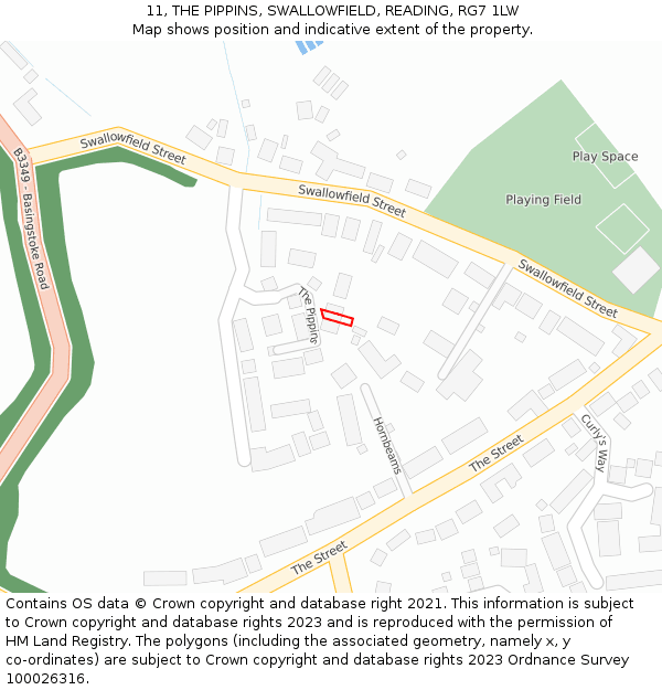 11, THE PIPPINS, SWALLOWFIELD, READING, RG7 1LW: Location map and indicative extent of plot