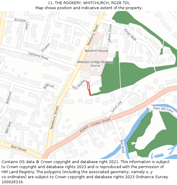 11, THE ROOKERY, WHITCHURCH, RG28 7DL: Location map and indicative extent of plot