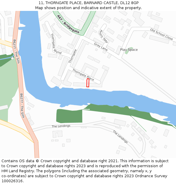 11, THORNGATE PLACE, BARNARD CASTLE, DL12 8GP: Location map and indicative extent of plot