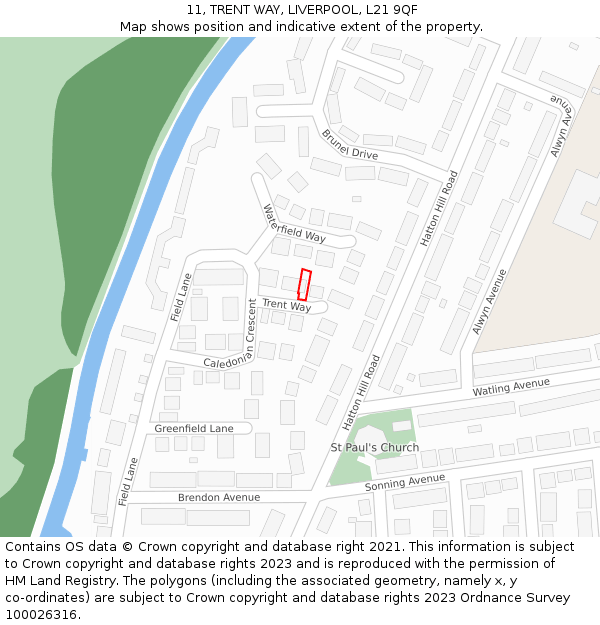 11, TRENT WAY, LIVERPOOL, L21 9QF: Location map and indicative extent of plot