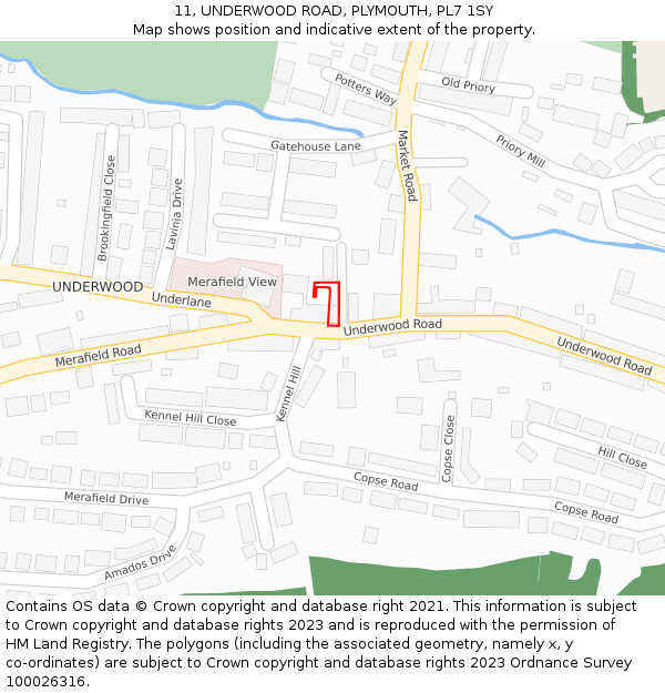 11, UNDERWOOD ROAD, PLYMOUTH, PL7 1SY: Location map and indicative extent of plot
