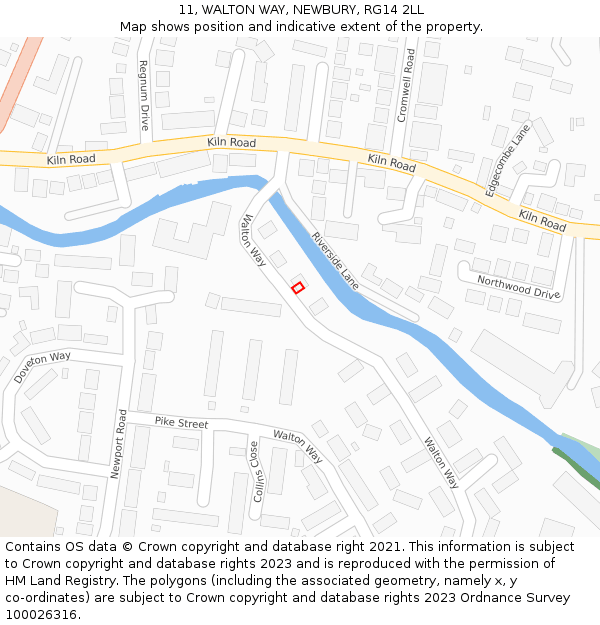 11, WALTON WAY, NEWBURY, RG14 2LL: Location map and indicative extent of plot