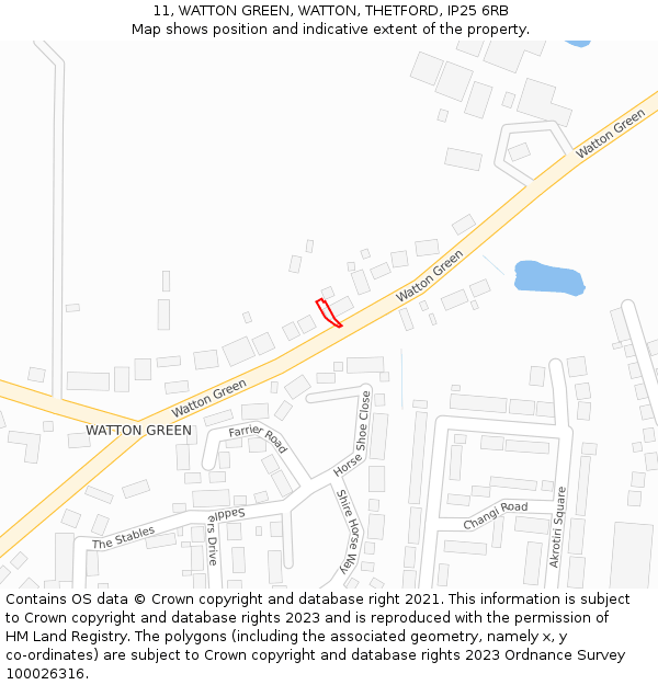 11, WATTON GREEN, WATTON, THETFORD, IP25 6RB: Location map and indicative extent of plot