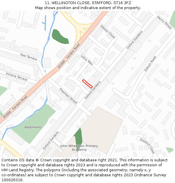 11, WELLINGTON CLOSE, STAFFORD, ST16 3FZ: Location map and indicative extent of plot
