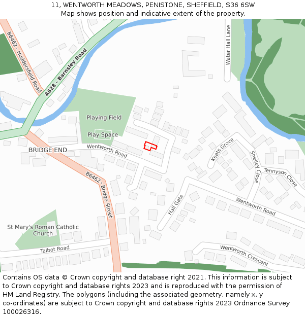11, WENTWORTH MEADOWS, PENISTONE, SHEFFIELD, S36 6SW: Location map and indicative extent of plot