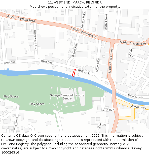 11, WEST END, MARCH, PE15 8DR: Location map and indicative extent of plot