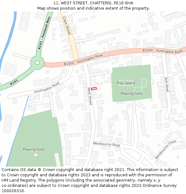 11, WEST STREET, CHATTERIS, PE16 6HA: Location map and indicative extent of plot