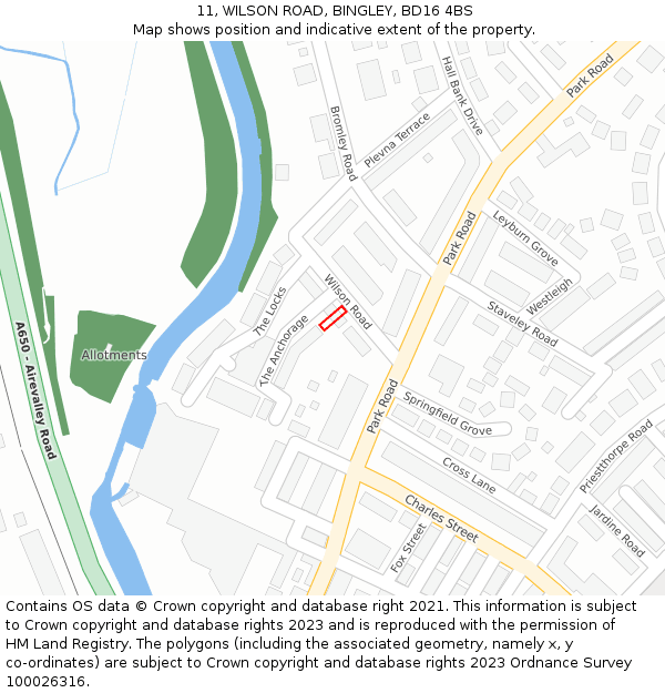 11, WILSON ROAD, BINGLEY, BD16 4BS: Location map and indicative extent of plot