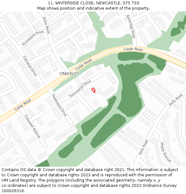 11, WINTERSIDE CLOSE, NEWCASTLE, ST5 7SS: Location map and indicative extent of plot