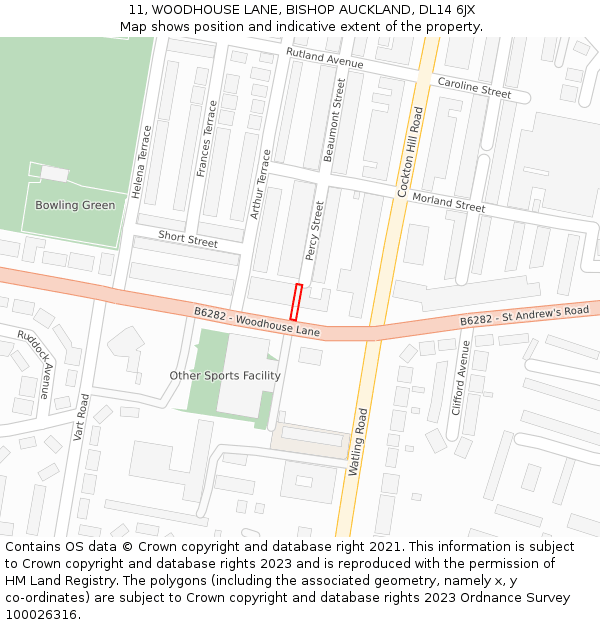 11, WOODHOUSE LANE, BISHOP AUCKLAND, DL14 6JX: Location map and indicative extent of plot