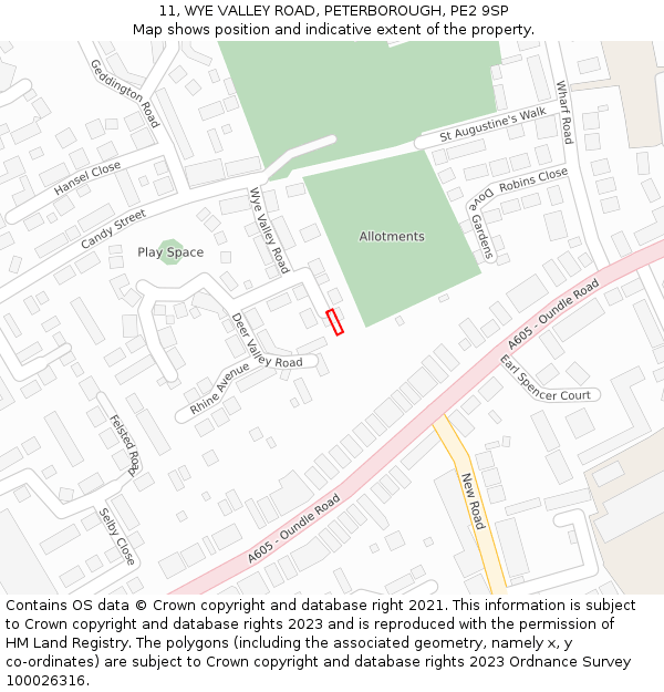 11, WYE VALLEY ROAD, PETERBOROUGH, PE2 9SP: Location map and indicative extent of plot