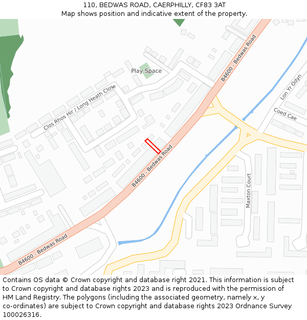110, BEDWAS ROAD, CAERPHILLY, CF83 3AT: Location map and indicative extent of plot