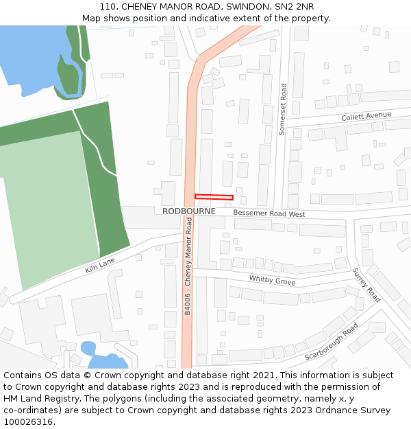 110, CHENEY MANOR ROAD, SWINDON, SN2 2NR: Location map and indicative extent of plot