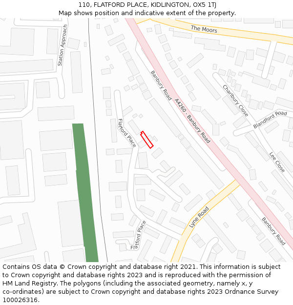 110, FLATFORD PLACE, KIDLINGTON, OX5 1TJ: Location map and indicative extent of plot