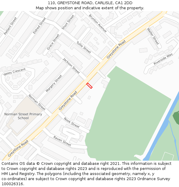 110, GREYSTONE ROAD, CARLISLE, CA1 2DD: Location map and indicative extent of plot